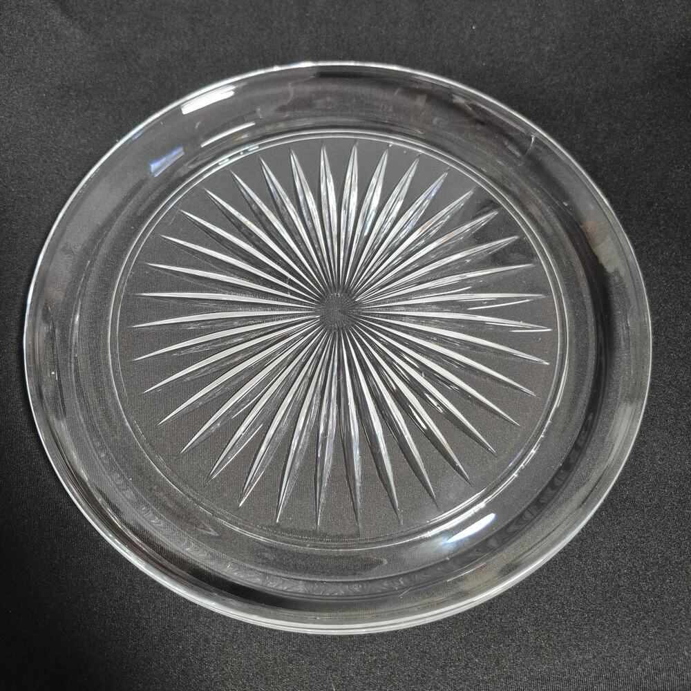 Vintage Crystal Clear Glass Starburst Plate 8.50 Diameter